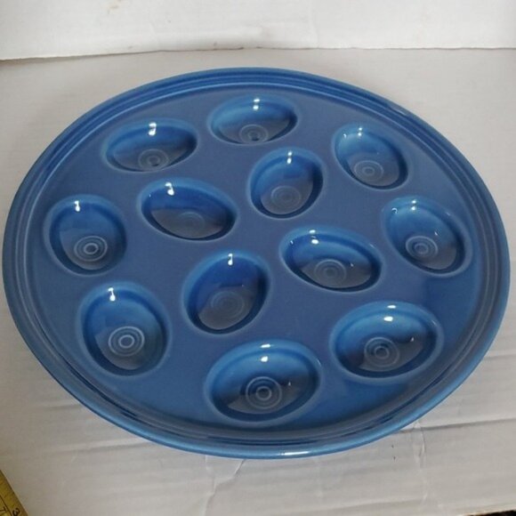 Fiestaware Fiesta CERAMIC Deviled Egg Plater DISH Plate Tray Blue Lapis - Picture 14 of 15
